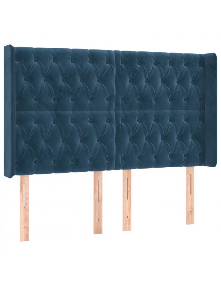 Testiera ad Orecchio Blu Scuro 163x16x118/128 cm in Velluto