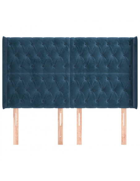 Testiera ad Orecchio Blu Scuro 163x16x118/128 cm in Velluto