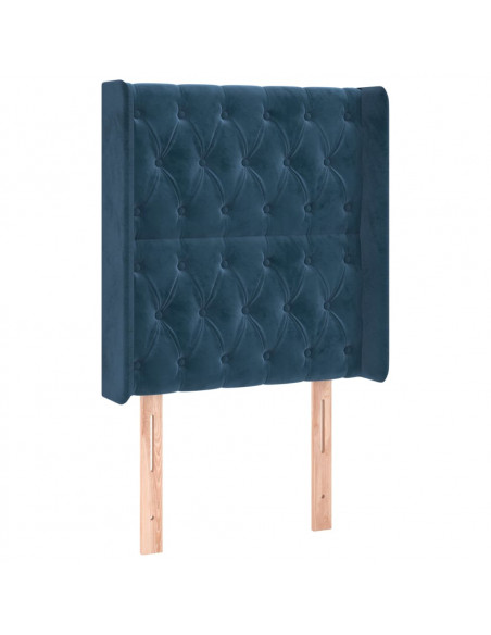 Testiera ad Orecchio Blu Scuro 83x16x118/128 cm in Velluto