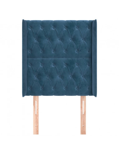 Testiera ad Orecchio Blu Scuro 83x16x118/128 cm in Velluto
