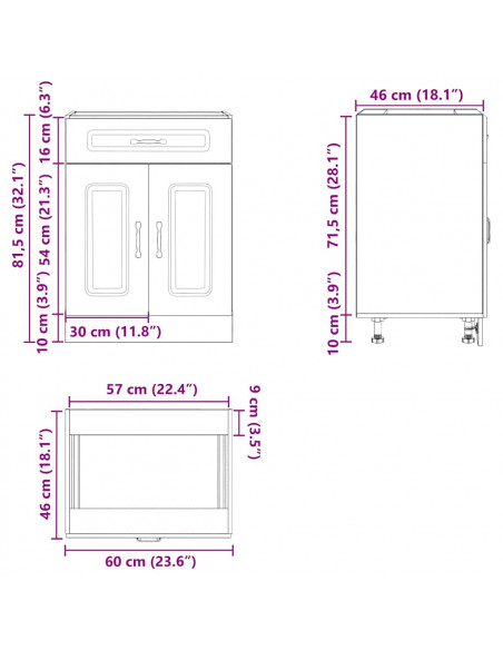 Base da Cucina Kalmar Rovere Marrone in Legno Multistrato