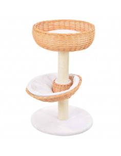 Albero per Gatti con Tiragraffi in Legno di Salice Naturale