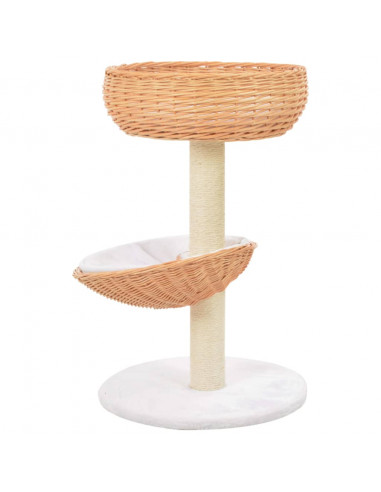 Albero per Gatti con Tiragraffi in Legno di Salice Naturale