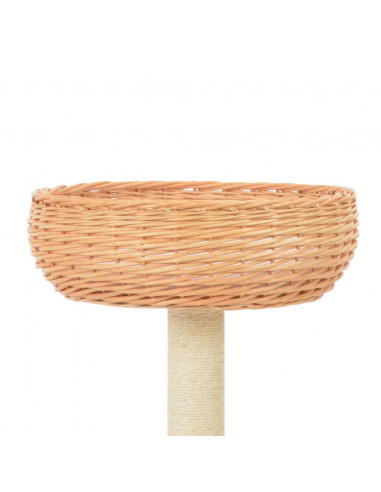 Albero per Gatti con Tiragraffi in Legno di Salice Naturale