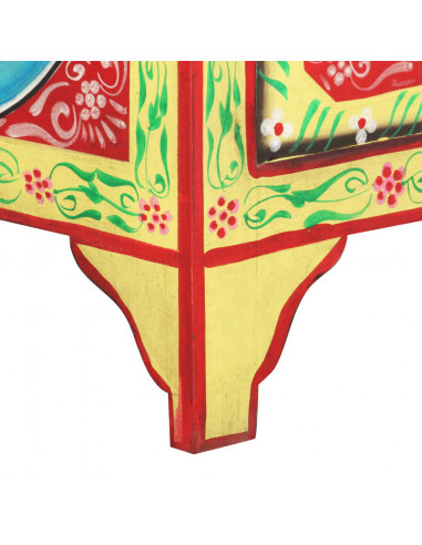 Comodino Dipinto a Mano 40x30x50 cm in Legno Massello di Mango