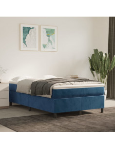 Giroletto a Molle con Materasso Blu Scuro 120x190 cm in Velluto 2