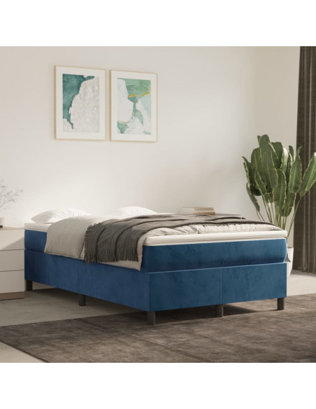 Giroletto a Molle con Materasso Blu Scuro 120x190 cm in Velluto