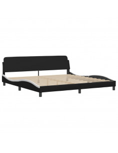 Giroletto con Luci LED Nero e Bianco 200x200 cm in Similpelle