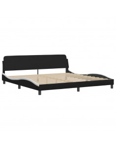 Giroletto con Testiera Bianco e Nero 200x200 cm in Similpelle