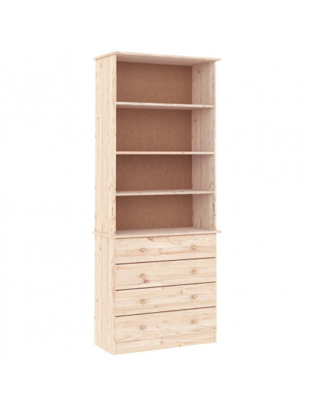 Libreria con Cassetti ALTA 77x35x186,5cm Legno Massello di Pino