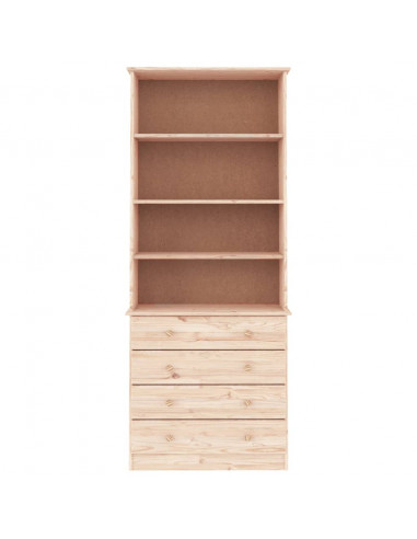 Libreria con Cassetti ALTA 77x35x186,5cm Legno Massello di Pino