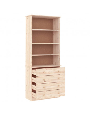 Libreria con Cassetti ALTA 77x35x186,5cm Legno Massello di Pino