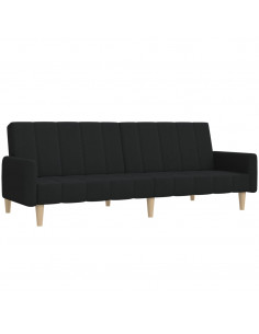 Divano Letto a 2 Posti Nero in Tessuto