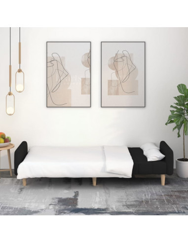 Divano Letto a 2 Posti Nero in Tessuto