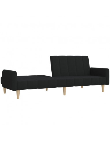 Divano Letto a 2 Posti Nero in Tessuto