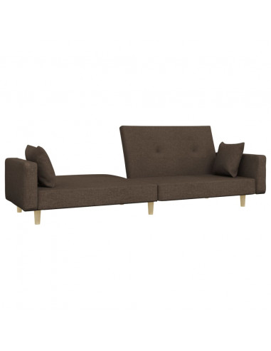 Divano Letto a 2 Posti con 2 Cuscini Tortora in Tessuto