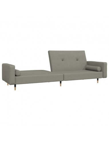 Divano Letto a 2 Posti con 2 Cuscini Grigio Chiaro in Velluto