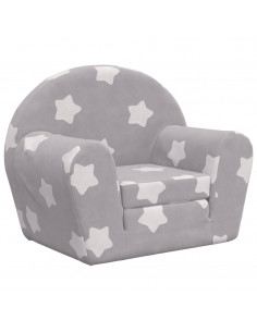 Divano Letto Bambini Grigio Chiaro con Stelle Morbido Peluche