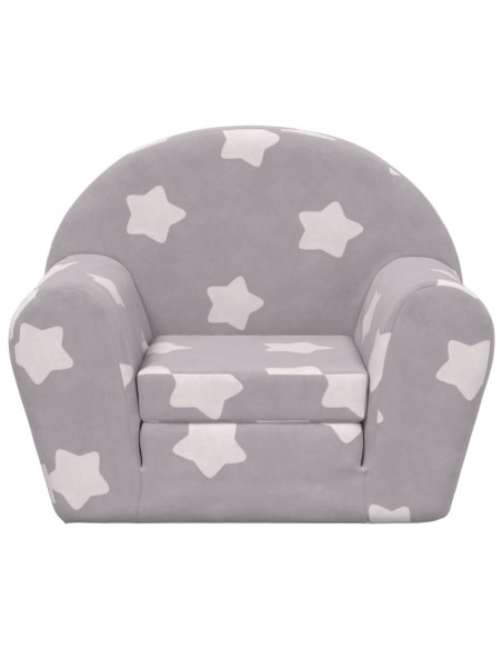 Divano Letto Bambini Grigio Chiaro con Stelle Morbido Peluche