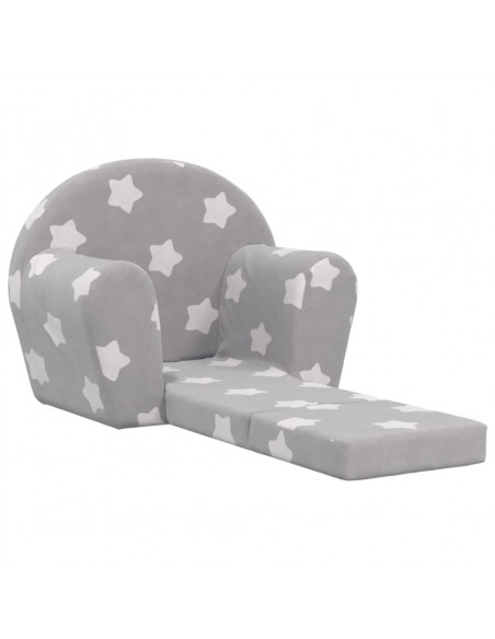 Divano Letto Bambini Grigio Chiaro con Stelle Morbido Peluche
