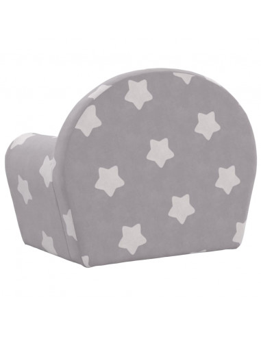 Divano Letto Bambini Grigio Chiaro con Stelle Morbido Peluche