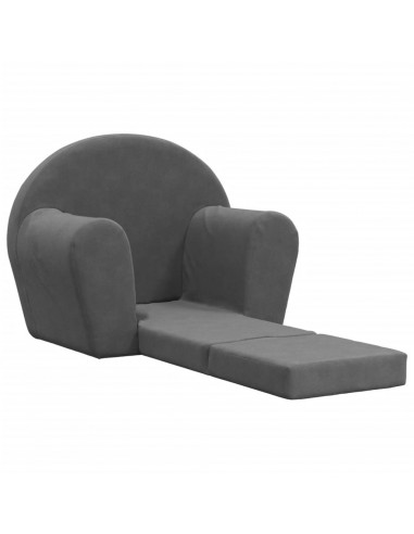 Divano Letto per Bambini Antracite in Morbido Peluche