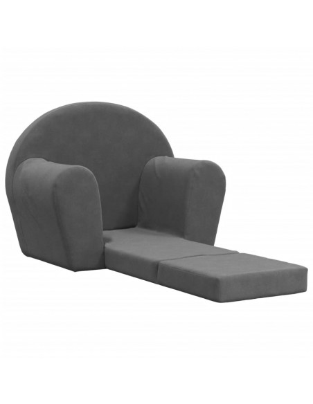 Divano Letto per Bambini Antracite in Morbido Peluche