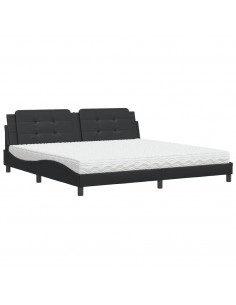 Letto con Materasso Nero 200x200 cm in Similpelle