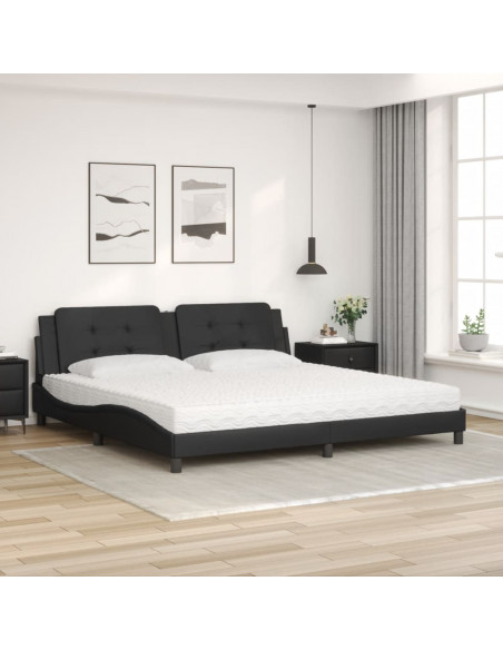 Letto con Materasso Nero 200x200 cm in Similpelle