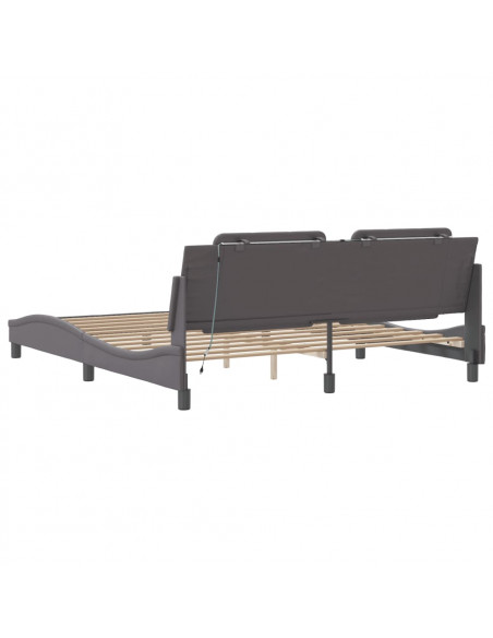 Giroletto con Luci LED Grigio 180x200 cm in Similpelle