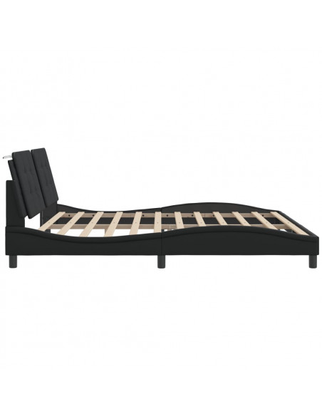 Giroletto con Luci LED Nero 200x200 cm in Similpelle
