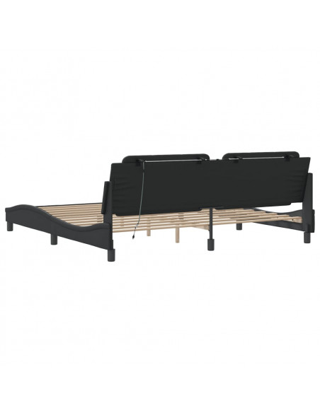 Giroletto con Luci LED Nero 200x200 cm in Similpelle