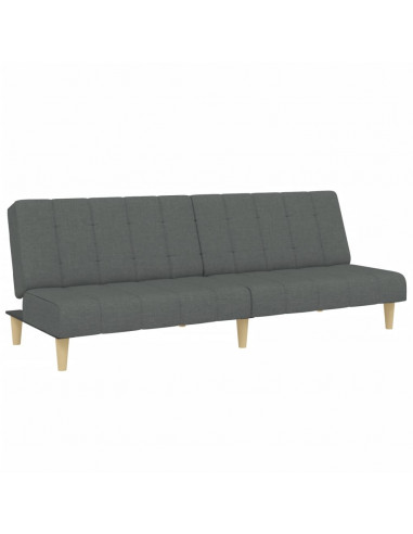 Divano Letto 2 Posti con Poggiapiedi Grigio Scuro in Tessuto