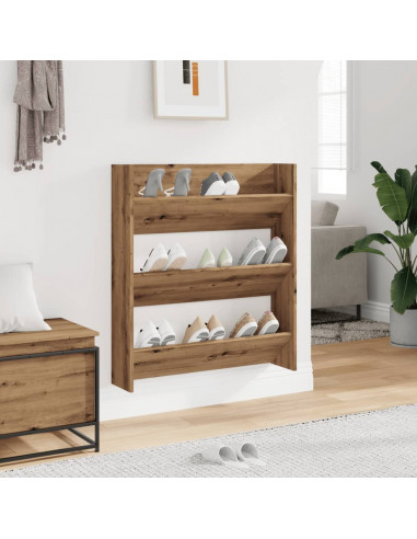Scarpiera a Muro Rovere Artigianale 80x18x90 cm in Truciolato