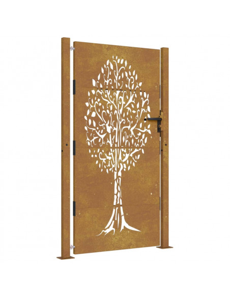 Cancello da Giardino 105x205 cm in Acciaio Corten Design Albero