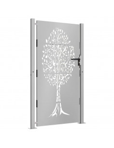 Cancello da Giardino 105x205 cm in Acciaio Corten Design Albero 2
