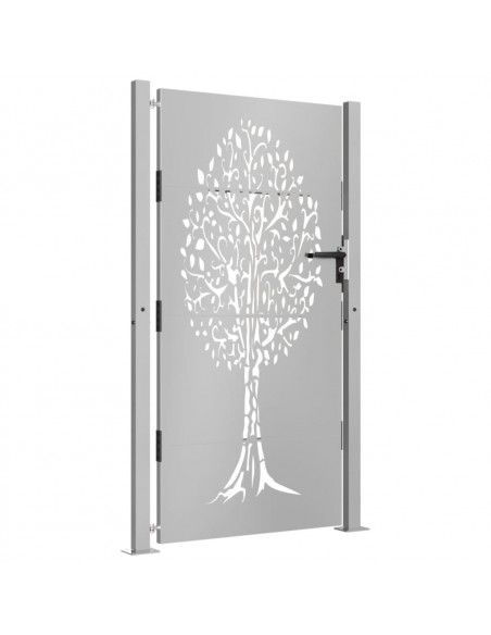 Cancello da Giardino 105x205 cm in Acciaio Corten Design Albero