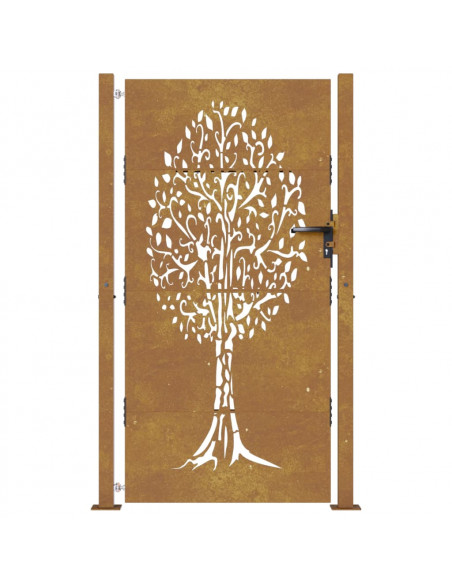 Cancello da Giardino 105x205 cm in Acciaio Corten Design Albero