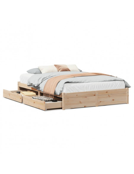 Letto senza Materasso 135x190 cm in Legno Massello di Pino