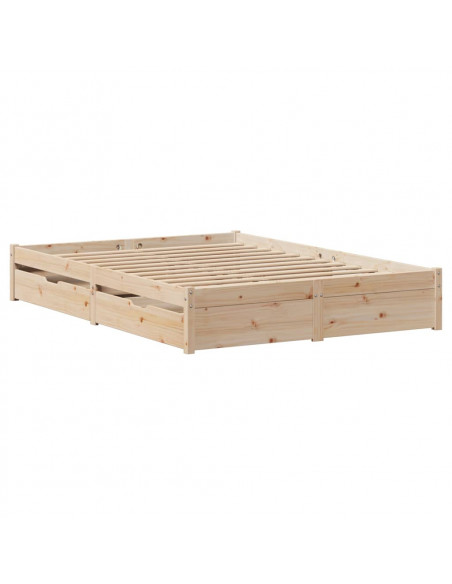 Letto senza Materasso 135x190 cm in Legno Massello di Pino