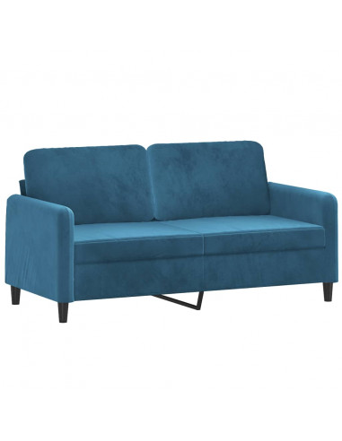 Divano a 2 Posti con Cuscini Blu 140 cm in Velluto