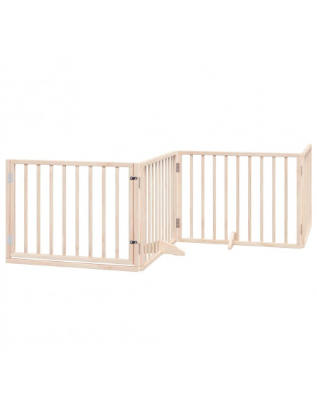 Cancello per Cani con Porta Pieghevole 4 Pannelli 320 cm Pioppo