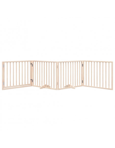 Cancello per Cani con Porta Pieghevole 4 Pannelli 320 cm Pioppo