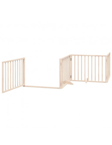 Cancello per Cani con Porta Pieghevole 4 Pannelli 320 cm Pioppo