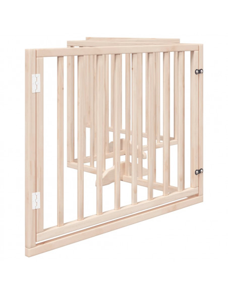 Cancello per Cani con Porta Pieghevole 4 Pannelli 320 cm Pioppo
