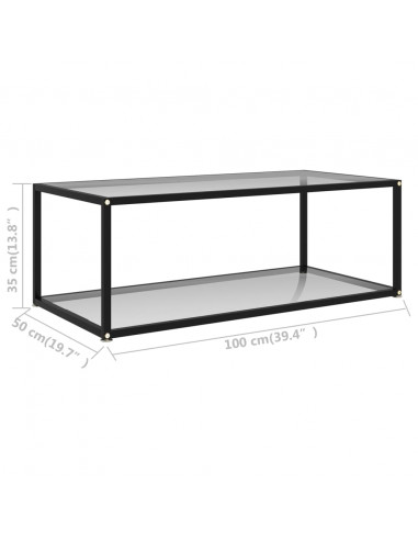322897  Coffee Table Transparent 100x50x35 cm Tempered Glass