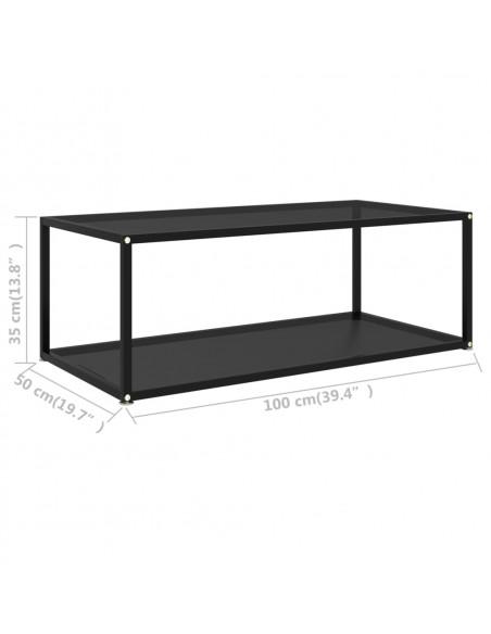 Tavolino da Salotto Nero 100x50x35 cm in Vetro Temperato