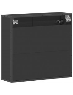 Armadietto Specchio da Bagno Nero 65x20x60 cm Legno Multistrato