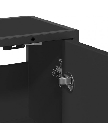 Armadietto Specchio da Bagno Nero 65x20x60 cm Legno Multistrato