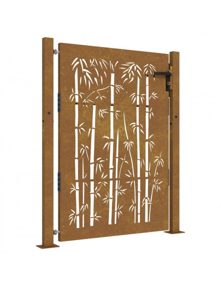 Cancello da Giardino 105x155 cm in Acciaio Corten Design Bambù